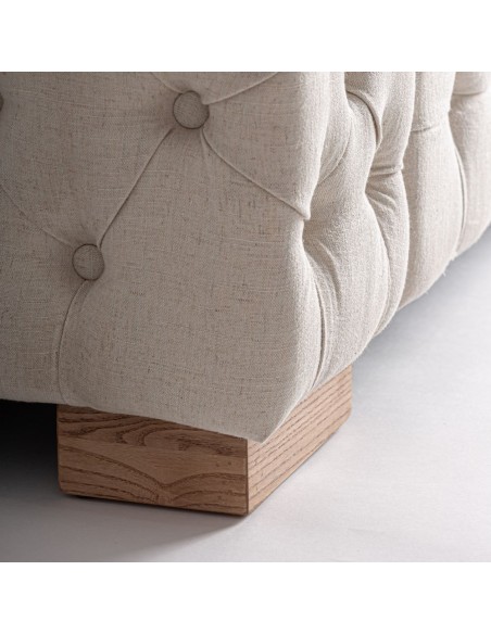 Sofá Genhof Vical Home de Estilo Contemporáneo en Madera de Fresno y Terciopelo Beige