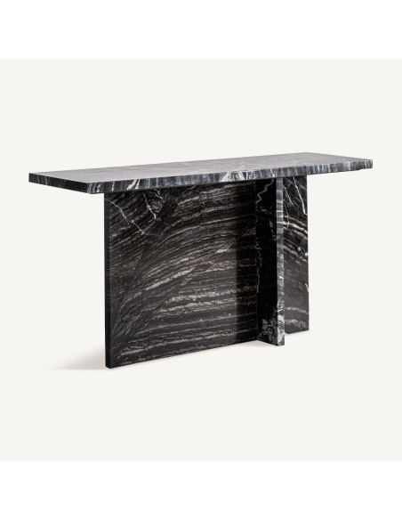 Consola Khat Vical Home de Estilo Contemporáneo en Mármol Negro – Desmontable