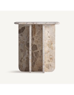 Mesa auxiliar Swalmen de mármol beige Art Decó | Vical Home