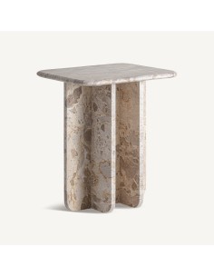 Mesa auxiliar Swalmen de mármol beige Art Decó | Vical Home 2