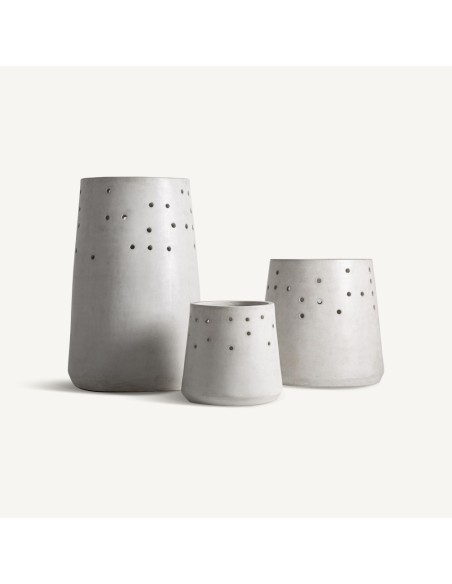 Macetero Jacquard de Vical Home | Diseño contemporáneo en cemento blanco roto