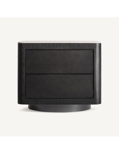 Mesita de Noche Wholen Art Déco – Madera, Roble y Piedra...