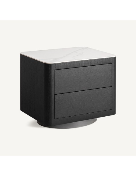 Mesita de Noche Wholen Art Déco – Madera, Roble y Piedra Sinterizada | Vical Home