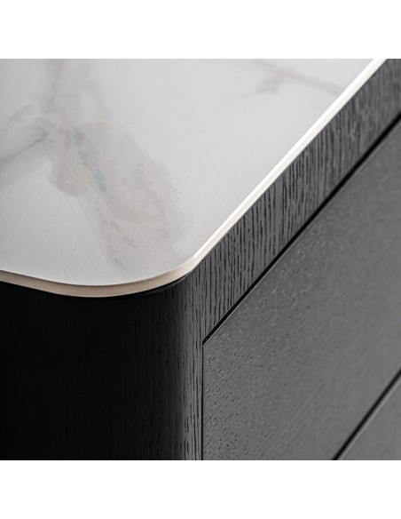 Mesita de Noche Wholen Art Déco – Madera, Roble y Piedra Sinterizada | Vical Home