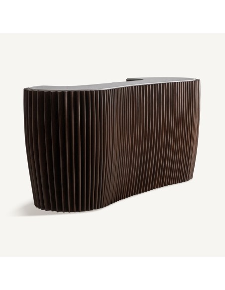 Barra de Bar de Vical Home en Madera de Acacia y Mármol Blanco