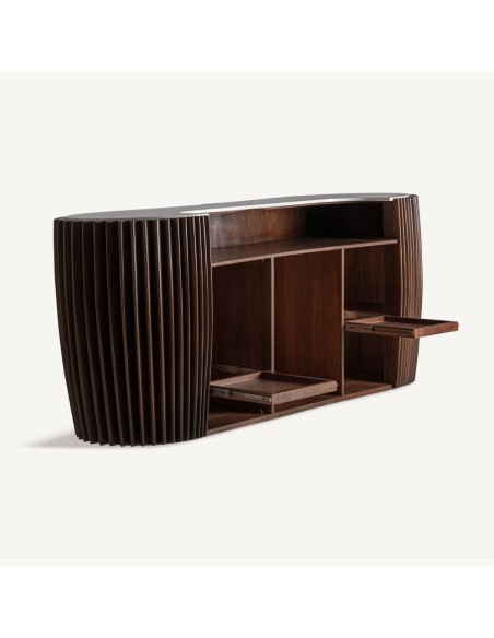 Barra de Bar de Vical Home en Madera de Acacia y Mármol Blanco