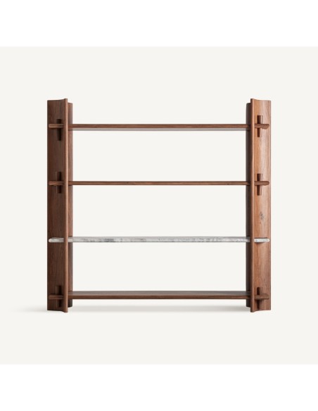 Estantería VICAL Home en madera de acacia y mármol blanco – 185 cm