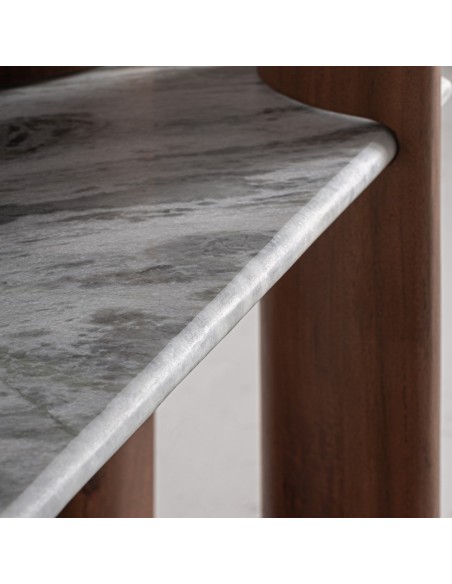 Estantería VICAL Home en madera de acacia y mármol blanco – 185 cm