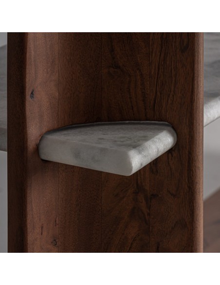 Estantería VICAL Home en madera de acacia y mármol blanco – 185 cm