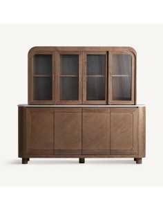 Mueble bar VICAL Home en roble con mármol blanco y...