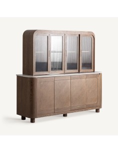 Mueble bar VICAL Home en roble con mármol blanco y... 2