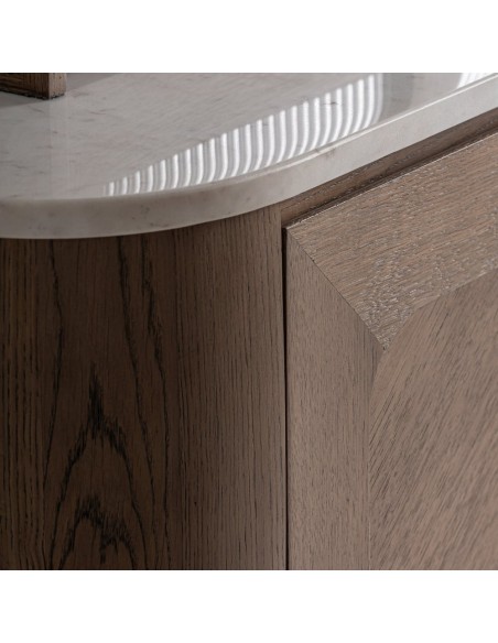 Mueble bar VICAL Home en roble con mármol blanco y cristal – Conjunto 2 piezas