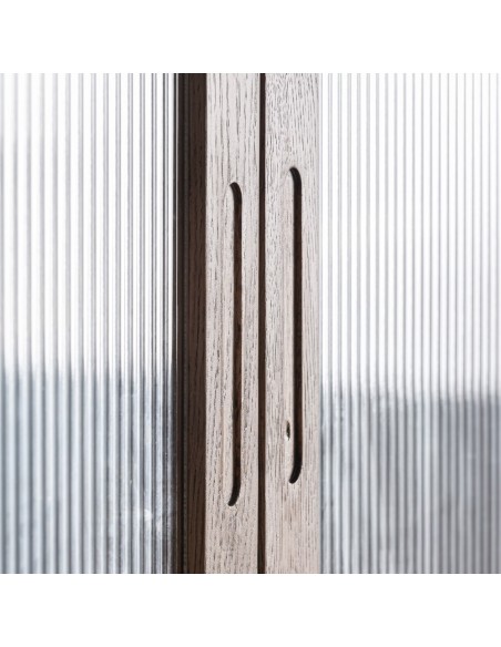 Mueble bar VICAL Home en roble con mármol blanco y cristal – Conjunto 2 piezas