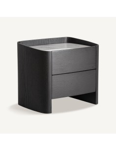 Mesita de Noche Haesa VICAL Home en madera negra y piedra... 2