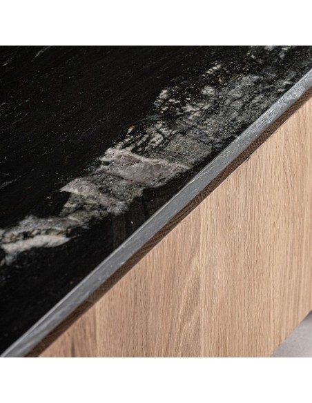 Mueble TV Nara Vical Home de Roble y Mármol Negro – Diseño Contemporáneo 240 cm
