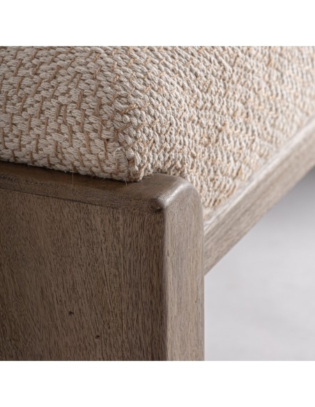 Pie de Cama Liermo Contemporáneo en Yute Blanco Roto y Madera de Mango – Vical Home