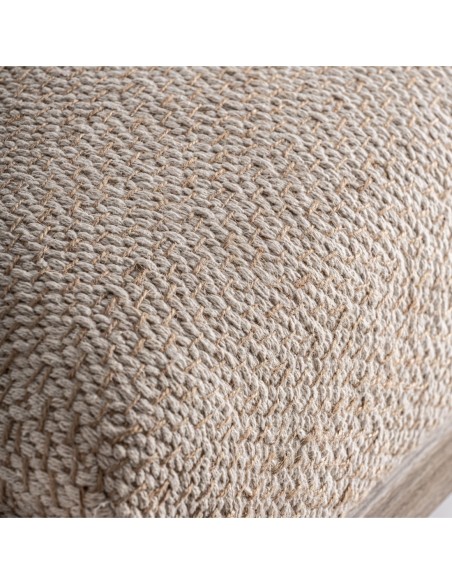 Pie de Cama Liermo Contemporáneo en Yute Blanco Roto y Madera de Mango – Vical Home