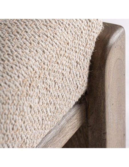 Pie de Cama Liermo Contemporáneo en Yute Blanco Roto y Madera de Mango – Vical Home