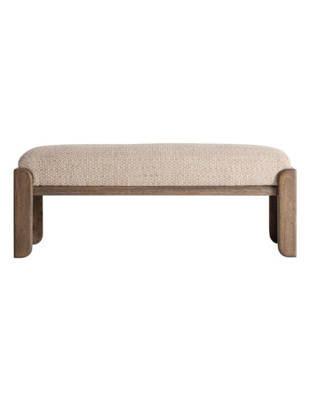 Pie de Cama Liermo Contemporáneo en Yute Blanco Roto y Madera de Mango – Vical Home