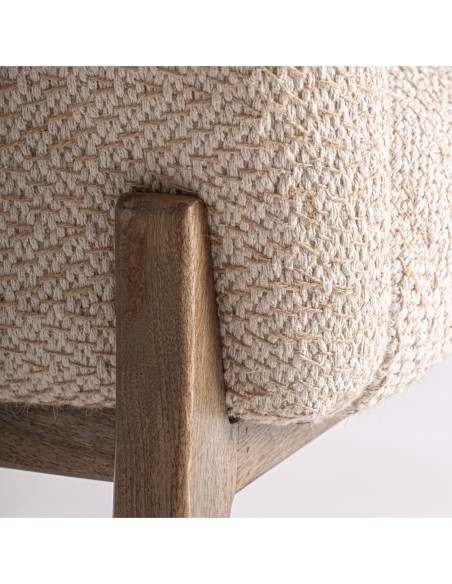 Sillón Liermo Contemporáneo en Yute Blanco Roto y Madera de Mango – Vical Home