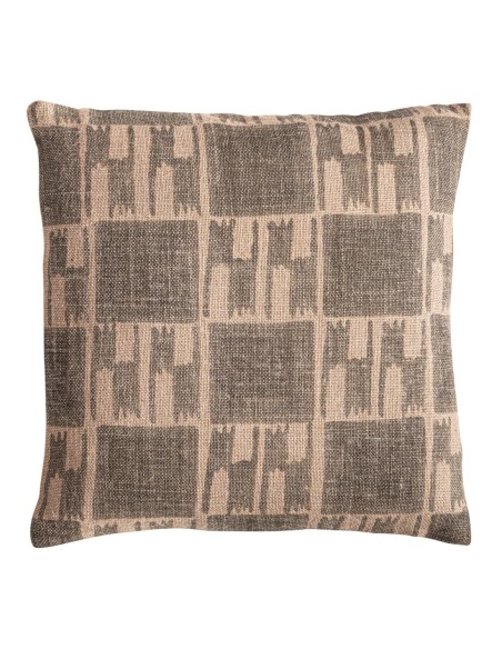 Cojín Khonsu de yute beige y fibra natural ocre – Vical Home | 45x20x45 cm
