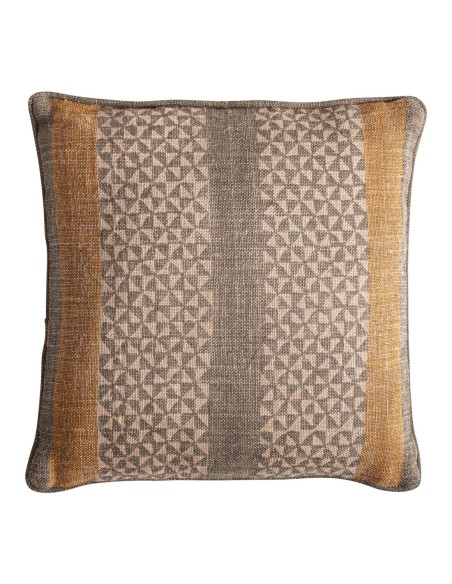 Cojín Narmer de yute beige con fibra natural en ocre y verde – Vical Home | 45x20x45 cm