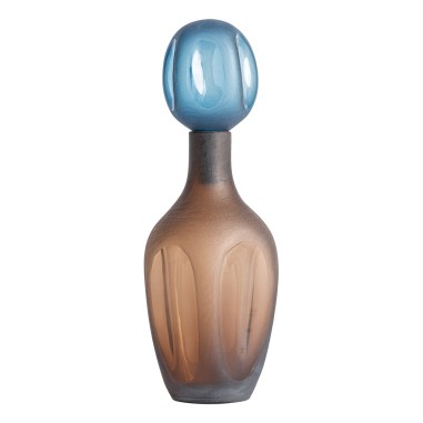 Jarrón Mei Estrecho de Vidrio Marrón y Azul –...