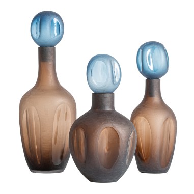 Jarrón Mei Alto de Vidrio Marrón y Azul – Vical...