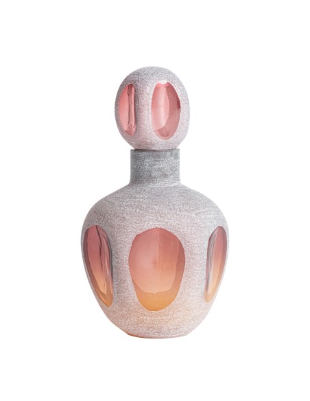Jarrón Yaeko de Vidrio Rosa y Ámbar – Vical Home