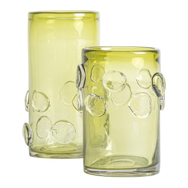 Jarrón Kio Pequeño de Vidrio Verde Traslúcido –...