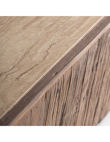 Mesa de Centro Merkem Vical Home de Madera Recuperada y Travertino 100 cm