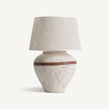 Lámpara de Sobremesa en Terracota y Lino...