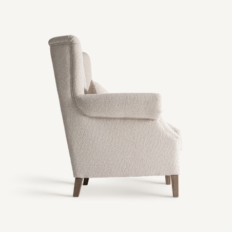 Sillón Leiston Vical Home en Madera de Fresno Marrón y Tapizado Crema