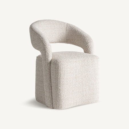 Silla Besne Vical Home en Madera de Pino y Tapizado Chenilla Crema