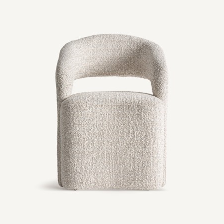 Silla Besne Vical Home en Madera de Pino y Tapizado Chenilla Crema