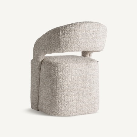 Silla Besne Vical Home en Madera de Pino y Tapizado Chenilla Crema