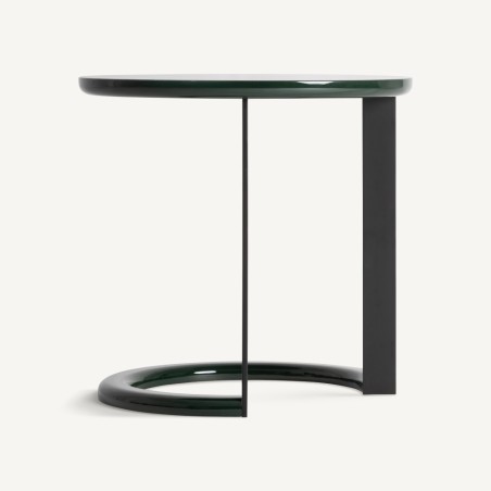 Mesa Auxiliar Vical Home en Madera DM Lacada Verde y Estructura de Hierro Negro