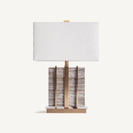 Lámpara de Sobremesa Gia Vical Home – Mármol Gris y Detalles Dorados