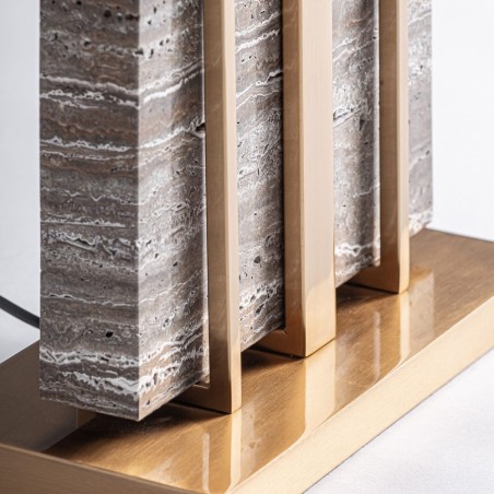 Lámpara de Sobremesa Gia Vical Home – Mármol Gris y Detalles Dorados