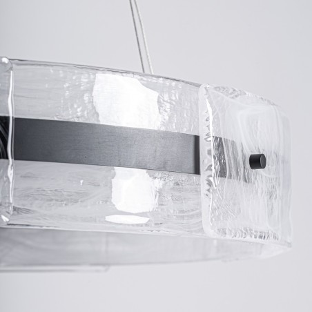 Lámpara de Colgar Mukam Vical Home – Art Déco en Cristal Transparente y Hierro Negro