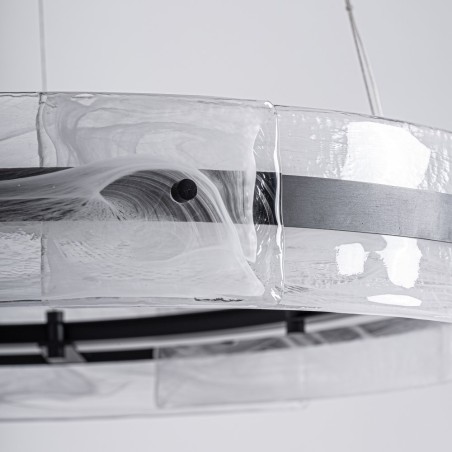 Lámpara de Colgar Mukam Vical Home – Art Déco en Cristal Transparente y Hierro Negro