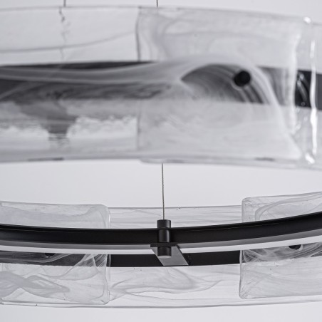 Lámpara de Colgar Mukam Vical Home – Art Déco en Cristal Transparente y Hierro Negro