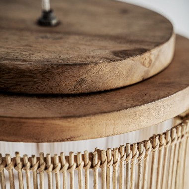 Lámpara de Colgar Vical Home en Ratán y Madera...