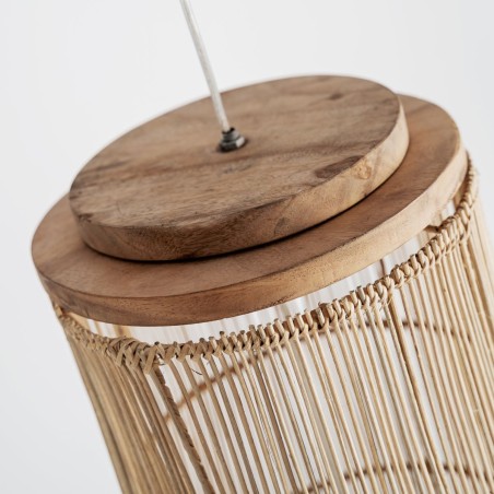 Lámpara de Colgar Vical Home en Ratán y Madera Suar Marrón 96 cm
