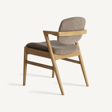 Silla de comedor tapizada en lino color topo Namur de Vical Home – Madera de fresno marrón