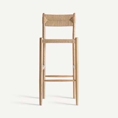 Taburete alto de madera y fibra natural Jaleha de Vical Home – Estilo boho para barra de cocina
