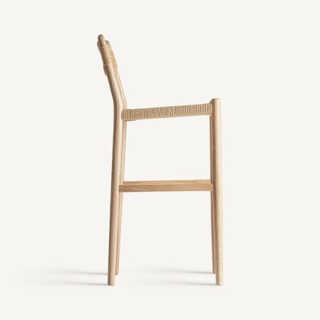 Taburete alto de madera y fibra natural Jaleha de Vical Home – Estilo boho para barra de cocina