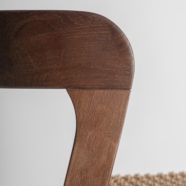 Taburete alto de madera y fibra natural Flaeh...