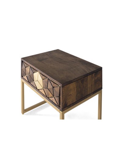 Mesita de Noche de Madera de Mango y Metal...