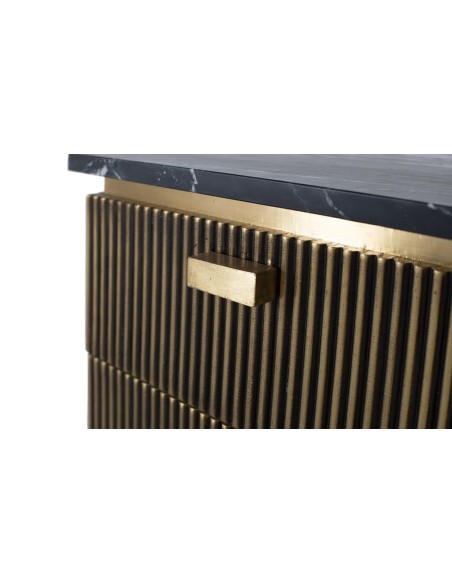 Mesita de Noche con Mármol y Madera de Mango – Giner y Colomer